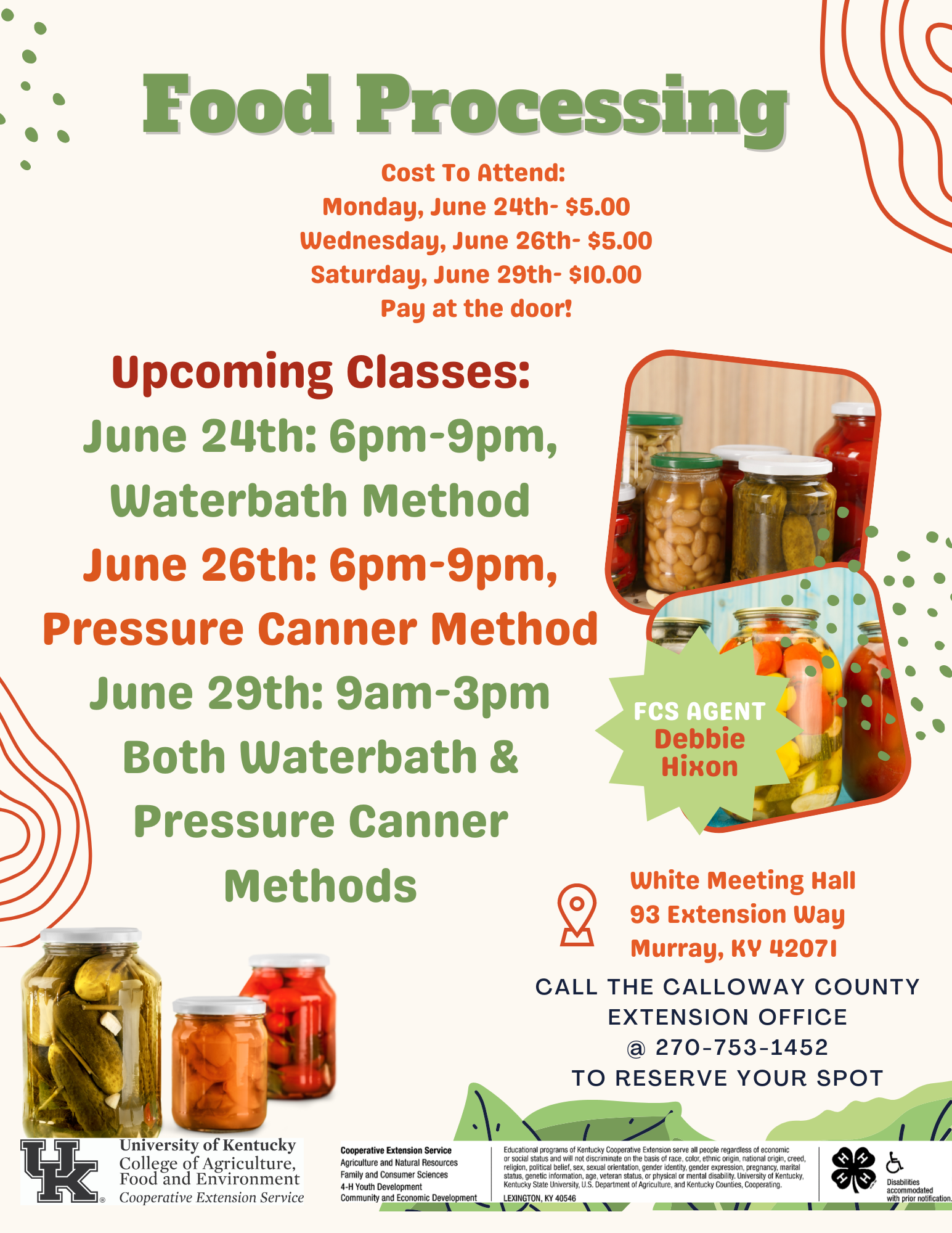 Food Processing Flyer & Class Information